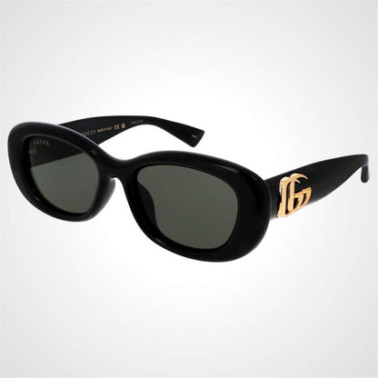 Gucci GG1829SK 001 black oval grey lens gold metal sunglasses