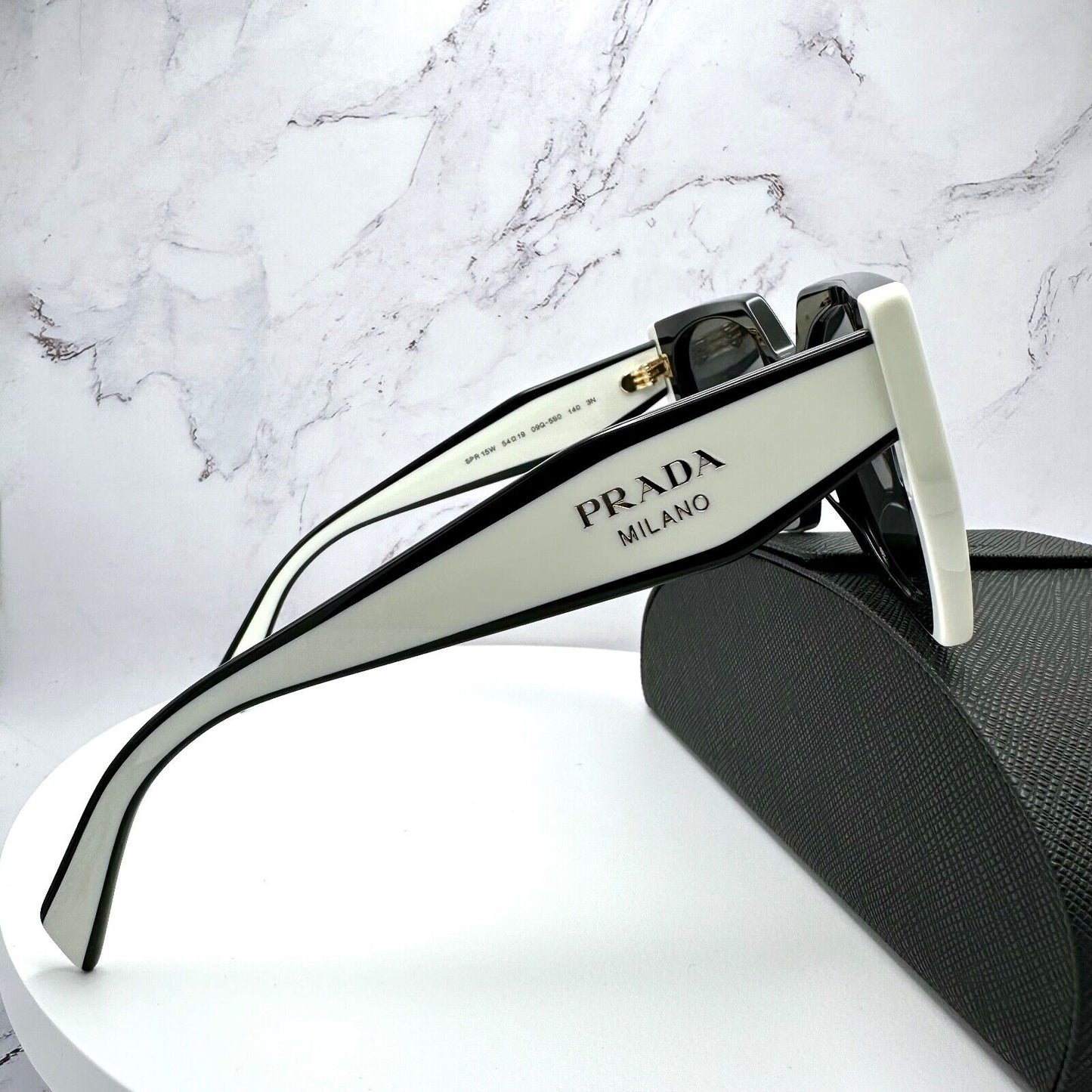 PRADA Symbole Black White Gold Sunglasses PR15WS