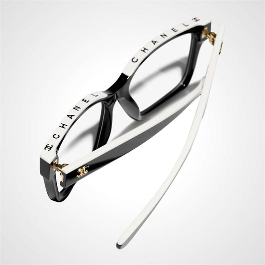 3510 1656 Chanel eyeglasses black white front frame top frame logo rx-able 