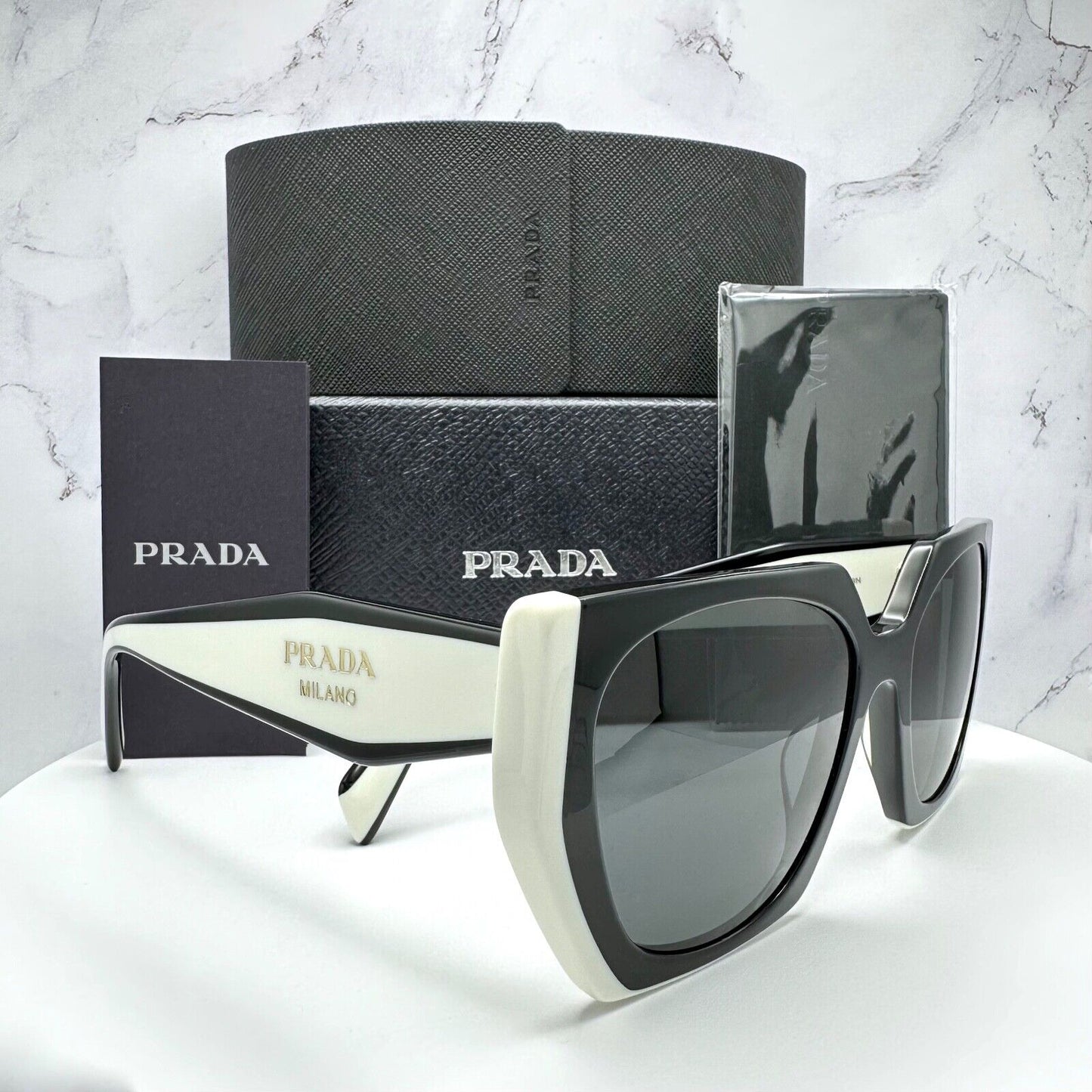 PRADA Symbole Black White Gold PR 15WS Sunglasses