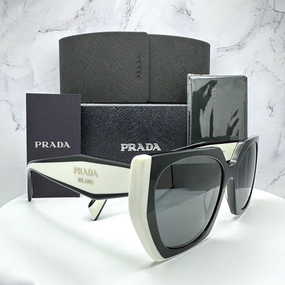 PRADA 0PR15WS 09Q5S0 black white talc square oversized symbole sunglasses for women