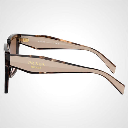 Prada PR24ZS 07R0A6 brown beige symbole square gold logo sunglasses for women side view
