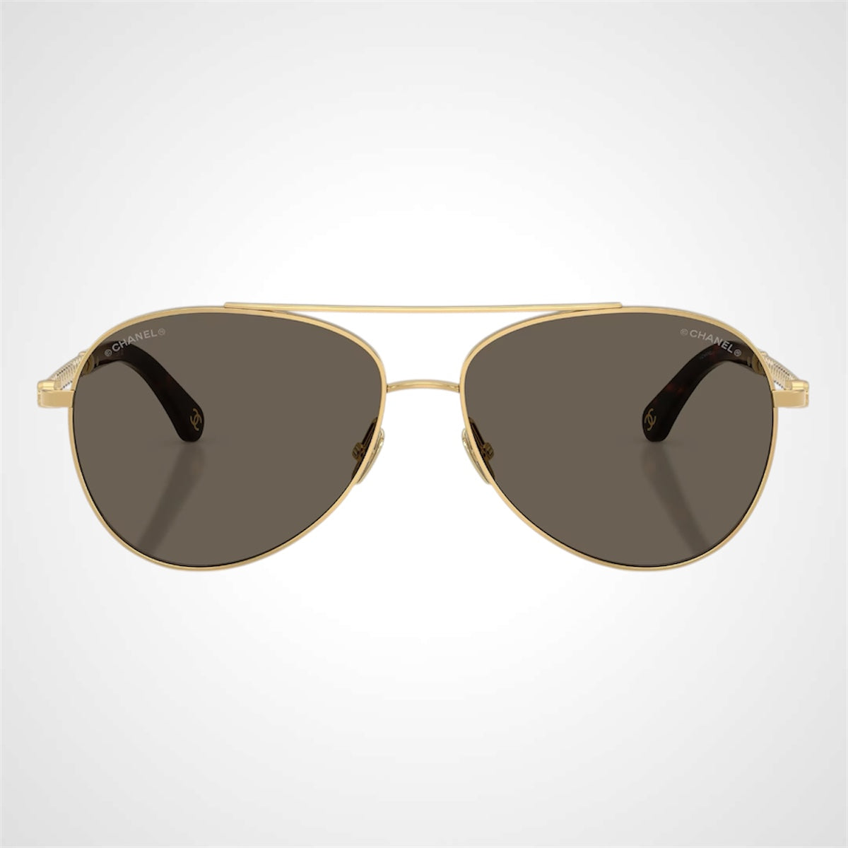 4298H C125/3 Chanel Pilot sunglasses front frame gold brown lens 