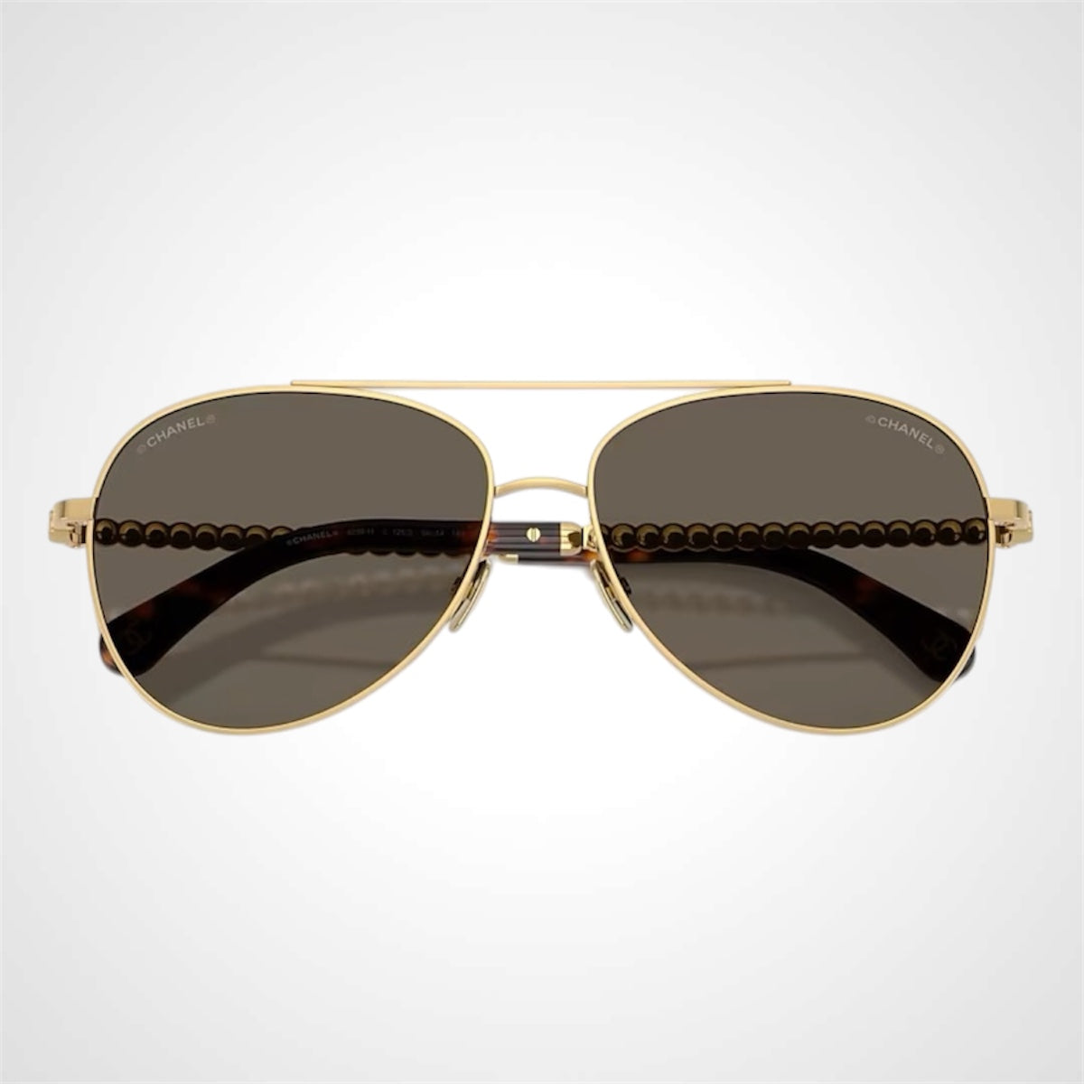 4298H C125/3 Chanel Pilot sunglasses  gold brown lens front view 