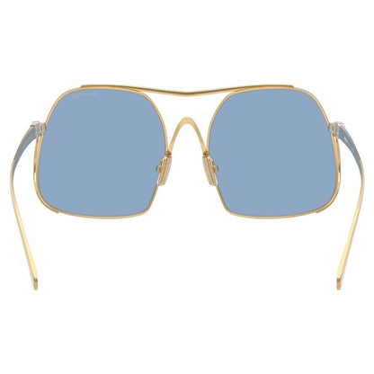 MIU MIU MUA55S 5AK30U gold metal square sunglasses with blue lens back view