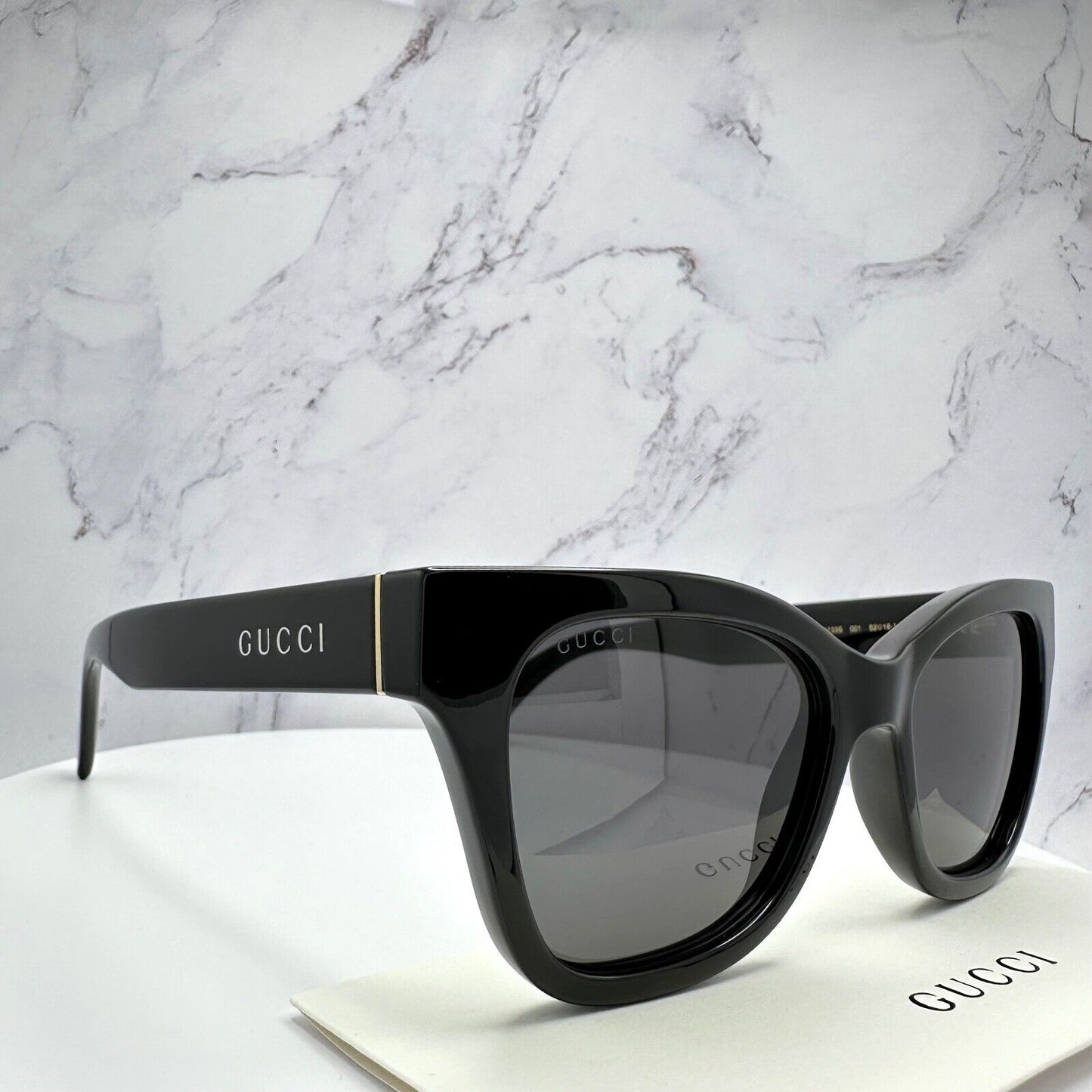 GUCCI New Sunglasses Black White Logo Gold Hardware GG1133S 001