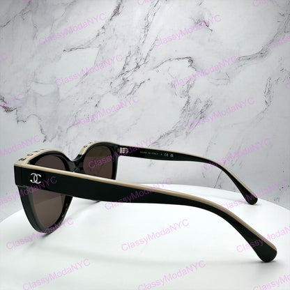 5414 C534/3 Chanel sunglasses black beige womens glasses side view with logo  interlocking cc