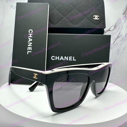 5569 1656/T8 Chanel sunglasses black and white with case and box