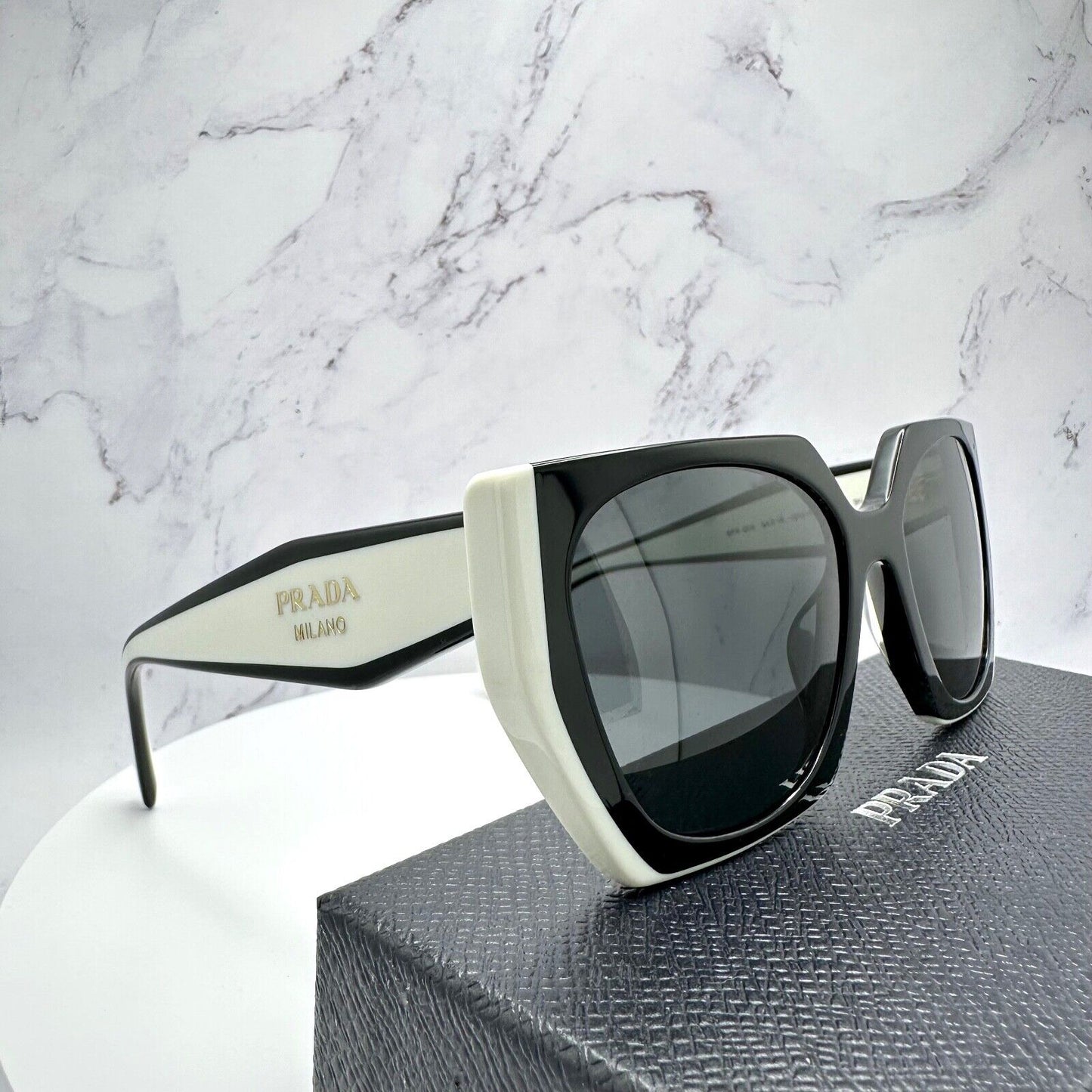 PRADA Symbole Black White Gold Sunglasses PR15WS