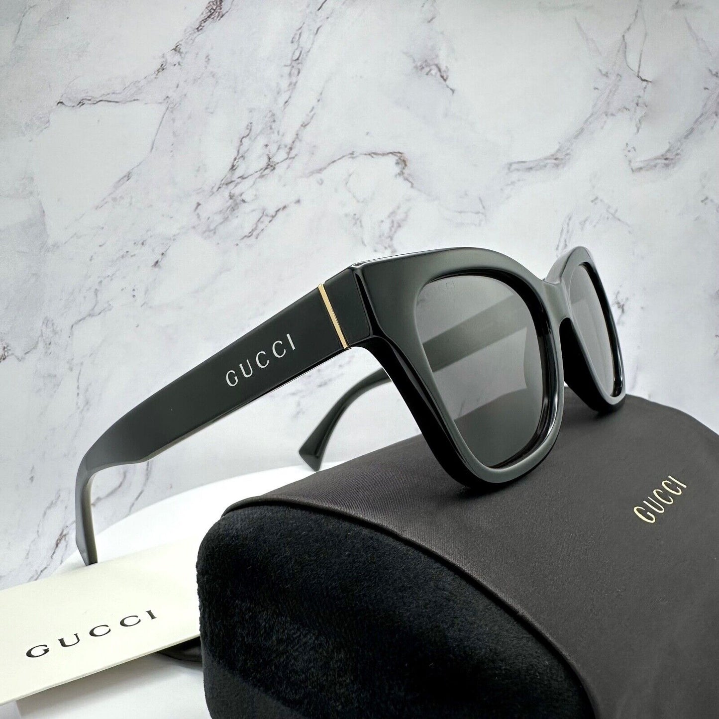 GUCCI New Sunglasses Black White Logo Gold Hardware GG1133S 001