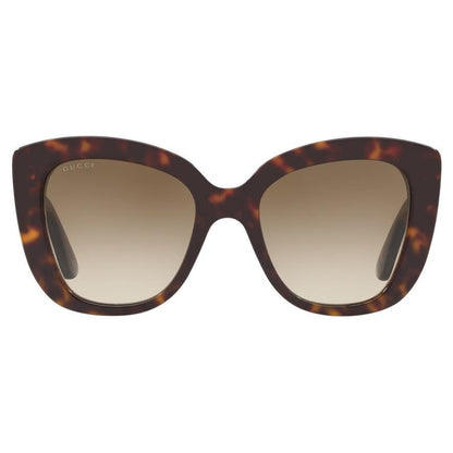 Gucci GG0327S 002 brown tortoise cat eye women's sunglasses front view
