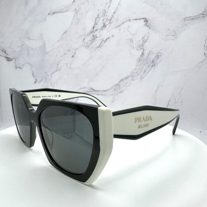PRADA 0PR15WS 09Q5S0 black white talc square oversized symbole sunglasses for women