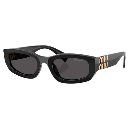 MIU MIU MUB04S 16K08Z black rectangle women's sunglasses with gold logo