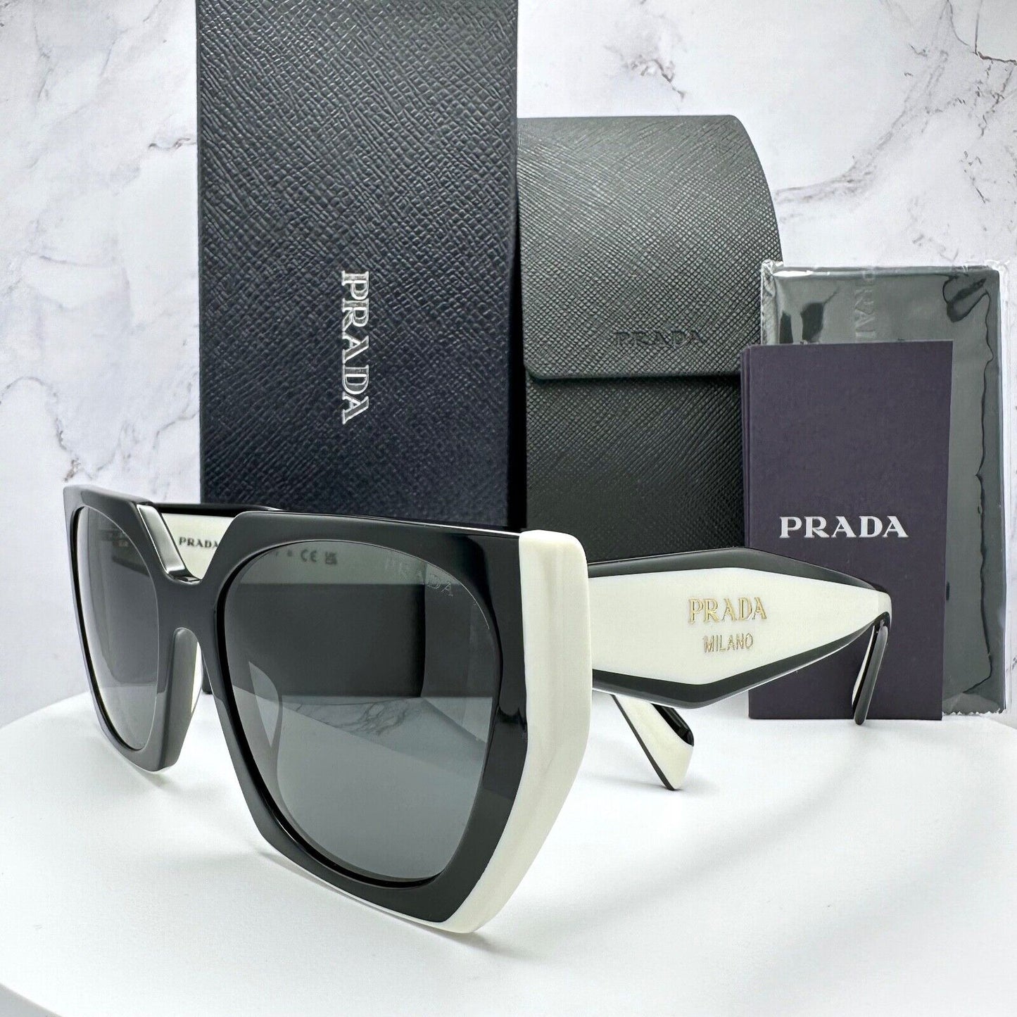 PRADA Symbole Black White Gold PR 15WS Sunglasses