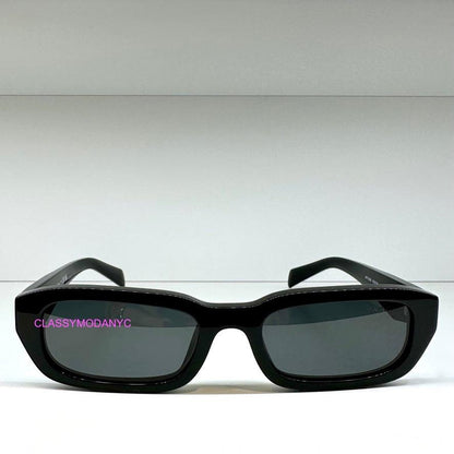 Prada PRB06S 16K08Z black rectangular grey lens front view
