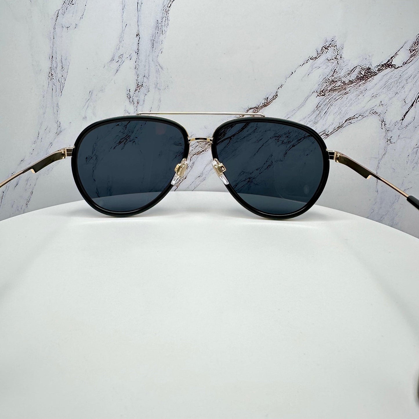 Burberry BE3125 101781 gold black metal check arm aviator unisex sunglasses back view