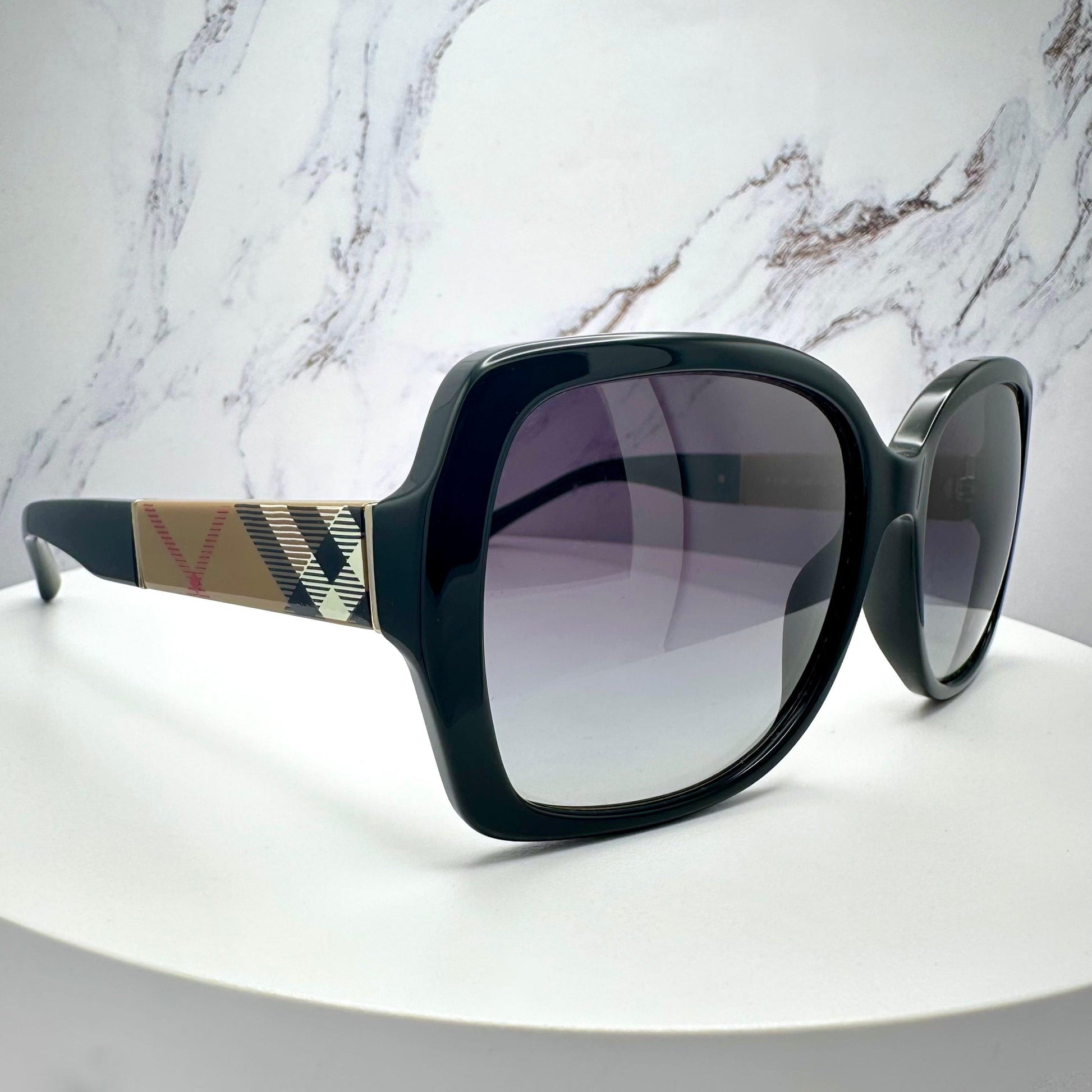 Burberry 0BE4160 34338G black brown check women's sunglasses