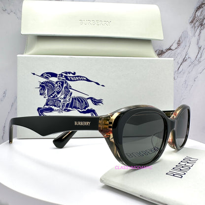 BE4447D 412187 Burberry Sunglasses oval black vintage check side view 