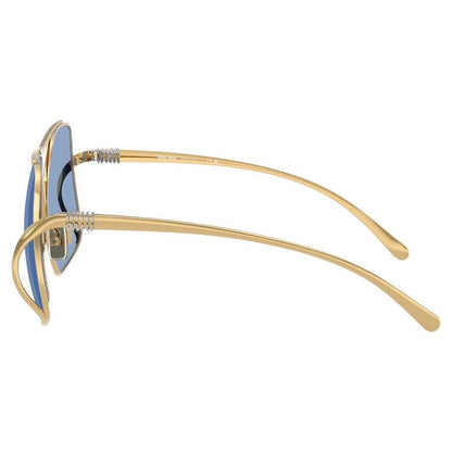 MIU MIU MUA55S 5AK30U gold metal square oversized blue lens sunglasses side view
