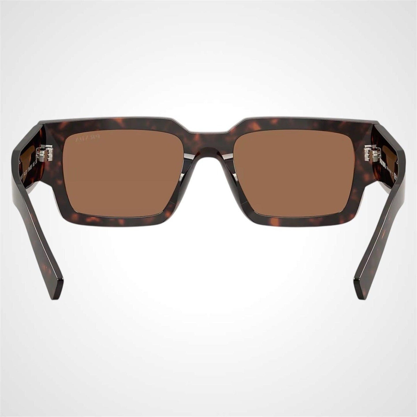 Prada 0PRB17S 17N06B brown root tortoise square frame men's sunglasses brown lens back view.