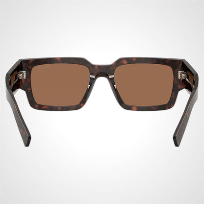 Prada 0PRB17S 17N06B brown root tortoise square frame men's sunglasses brown lens back view.