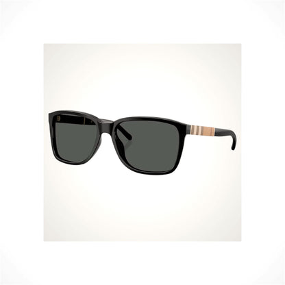 BURBERRY BE4181 300187 Black Square Unisex Sunglasses Gray Lens Brown Check