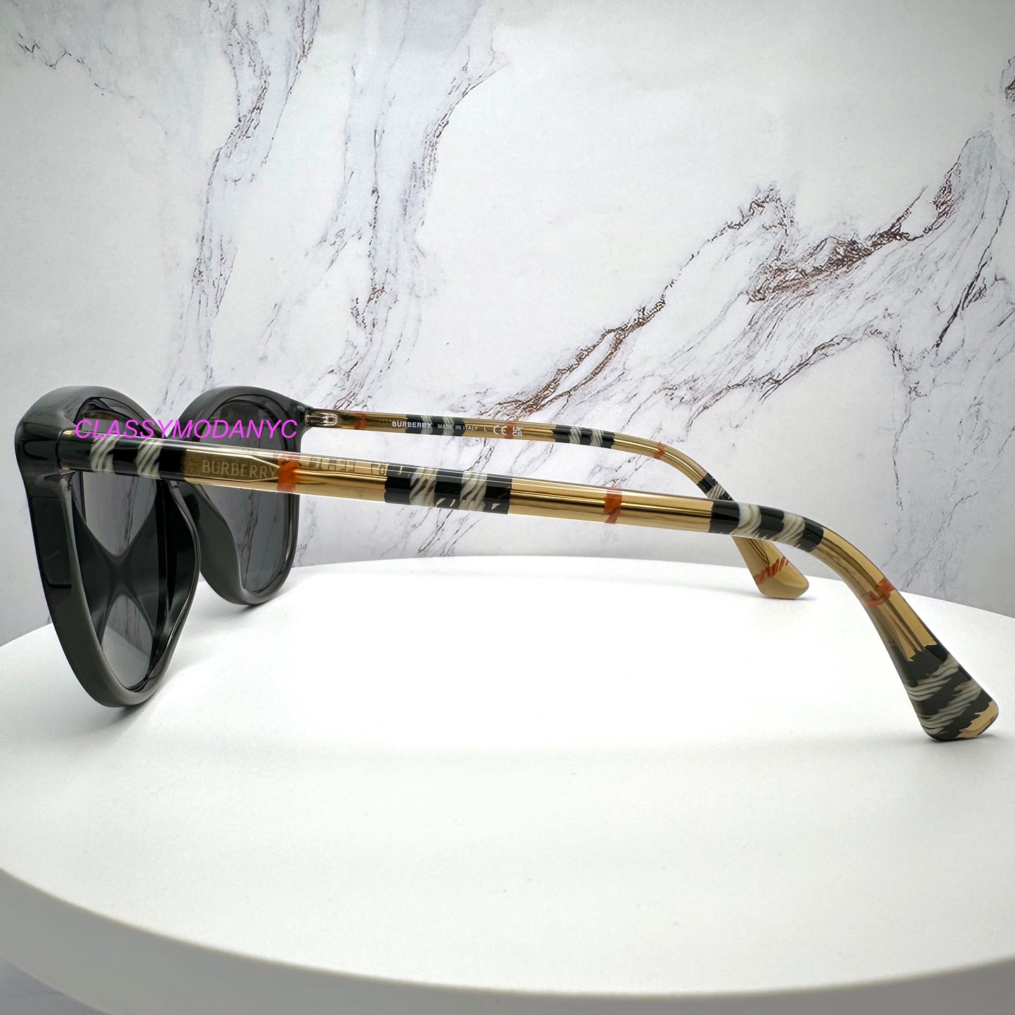 Burberry Sunglasses BE4455 41687 with checkered arms for women side view authentic 