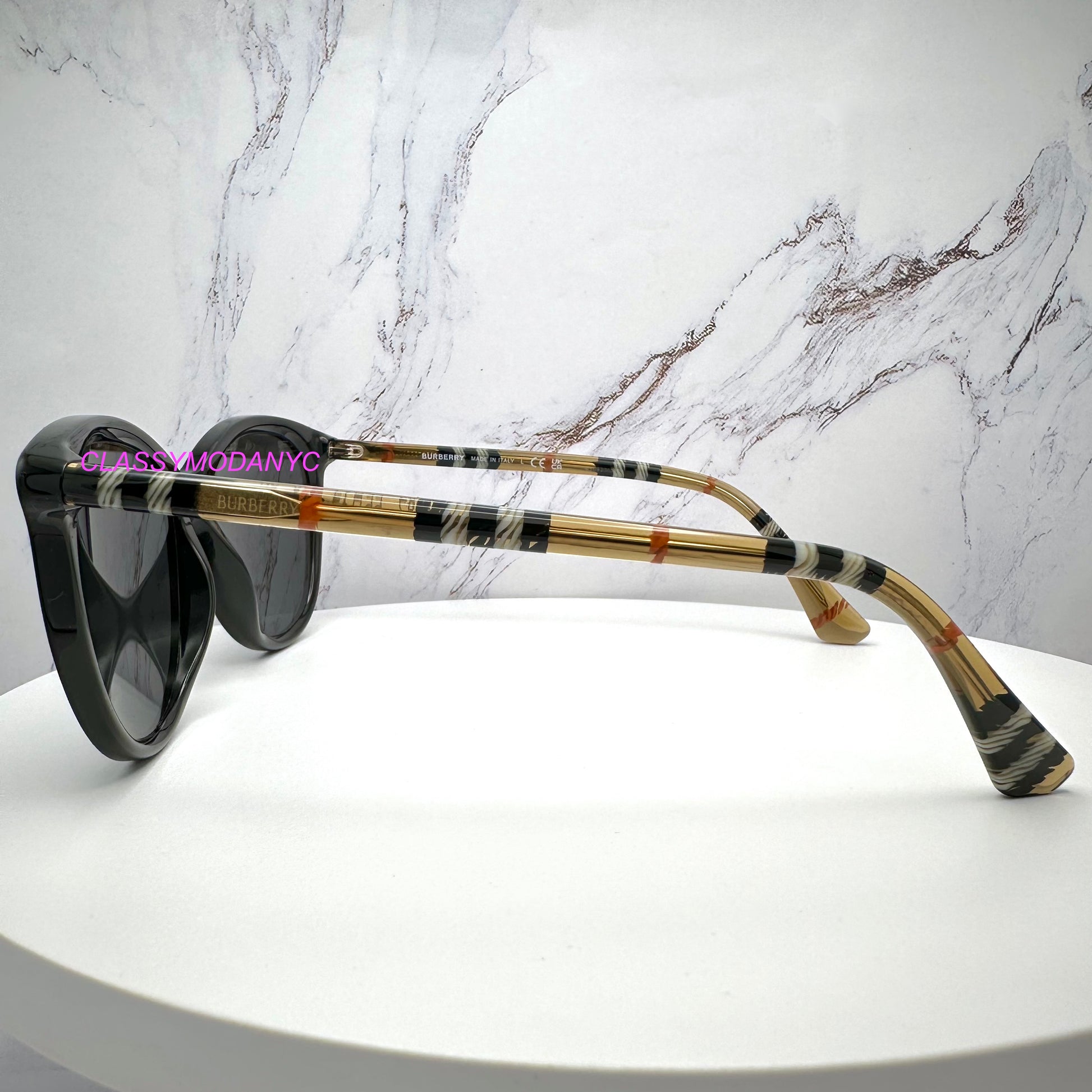 Burberry Sunglasses BE4455 41687 with checkered arms for women side view authentic 