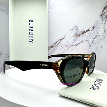 Burberry side view black sunglasses BE4447D checkered gold logo 