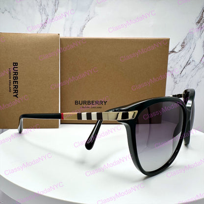 Burberry women's sunglasses cat eye side view with box and case