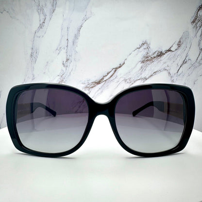 Burberry 0BE4160 34338G black oversized grey lens square brown check arm sunglasses front view