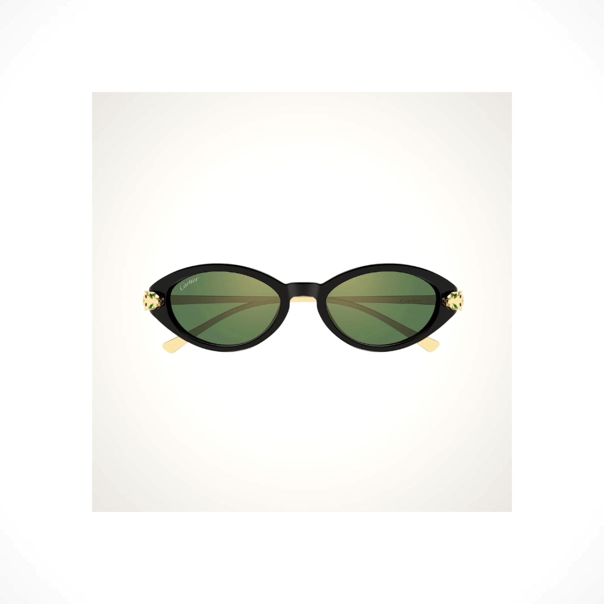 CARTIER CT0634S 004 Black Cat-Eye Green Gradient Panthère Sunglasses