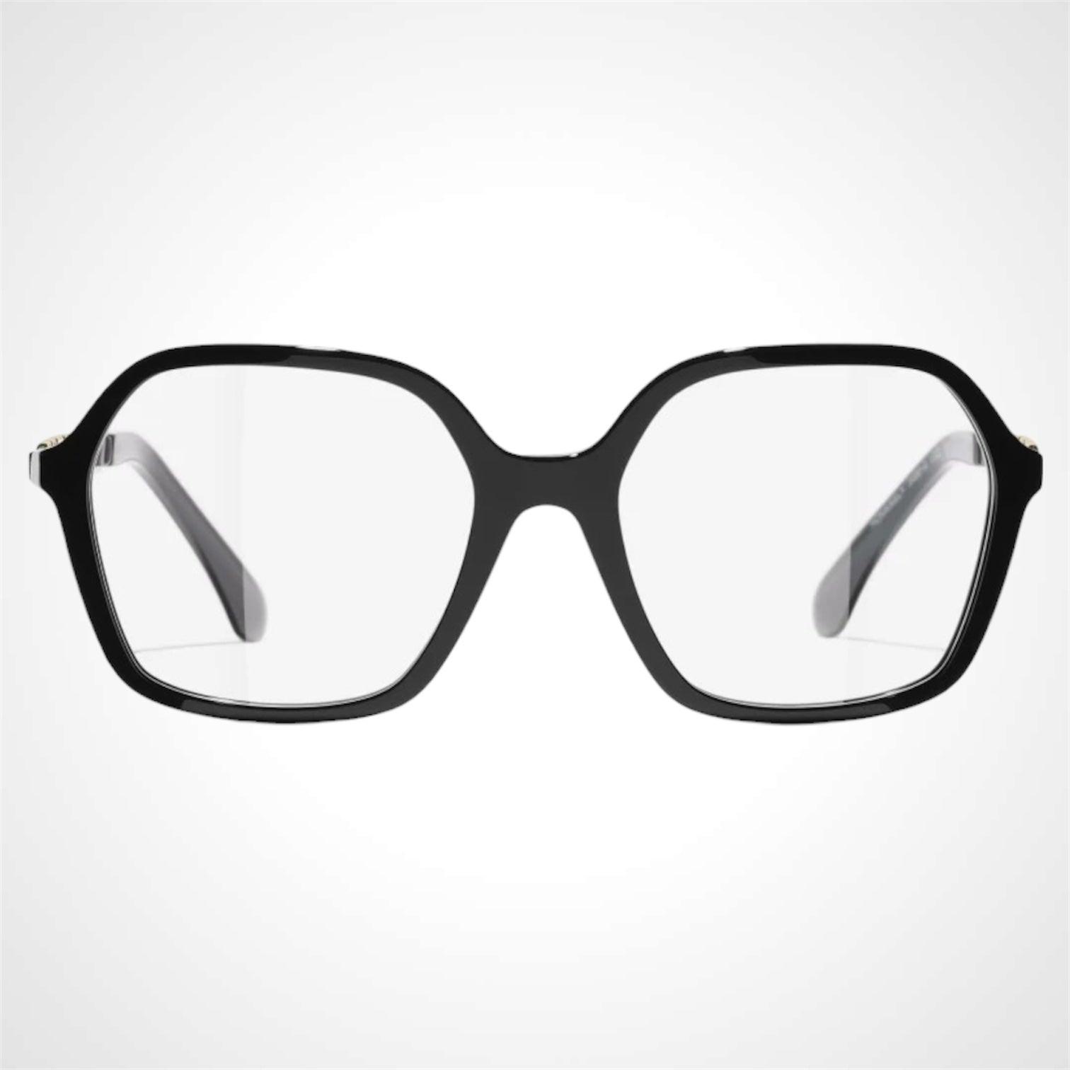 CHANEL CH3489Q C622 black acetate gold chain arms women's eyeglasses front frame