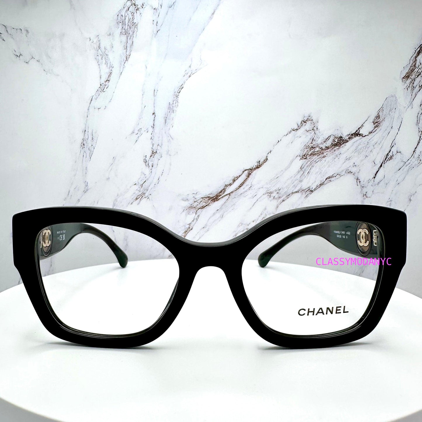 CH3490 C622 Chanel eyeglasses black cat eye square front view 