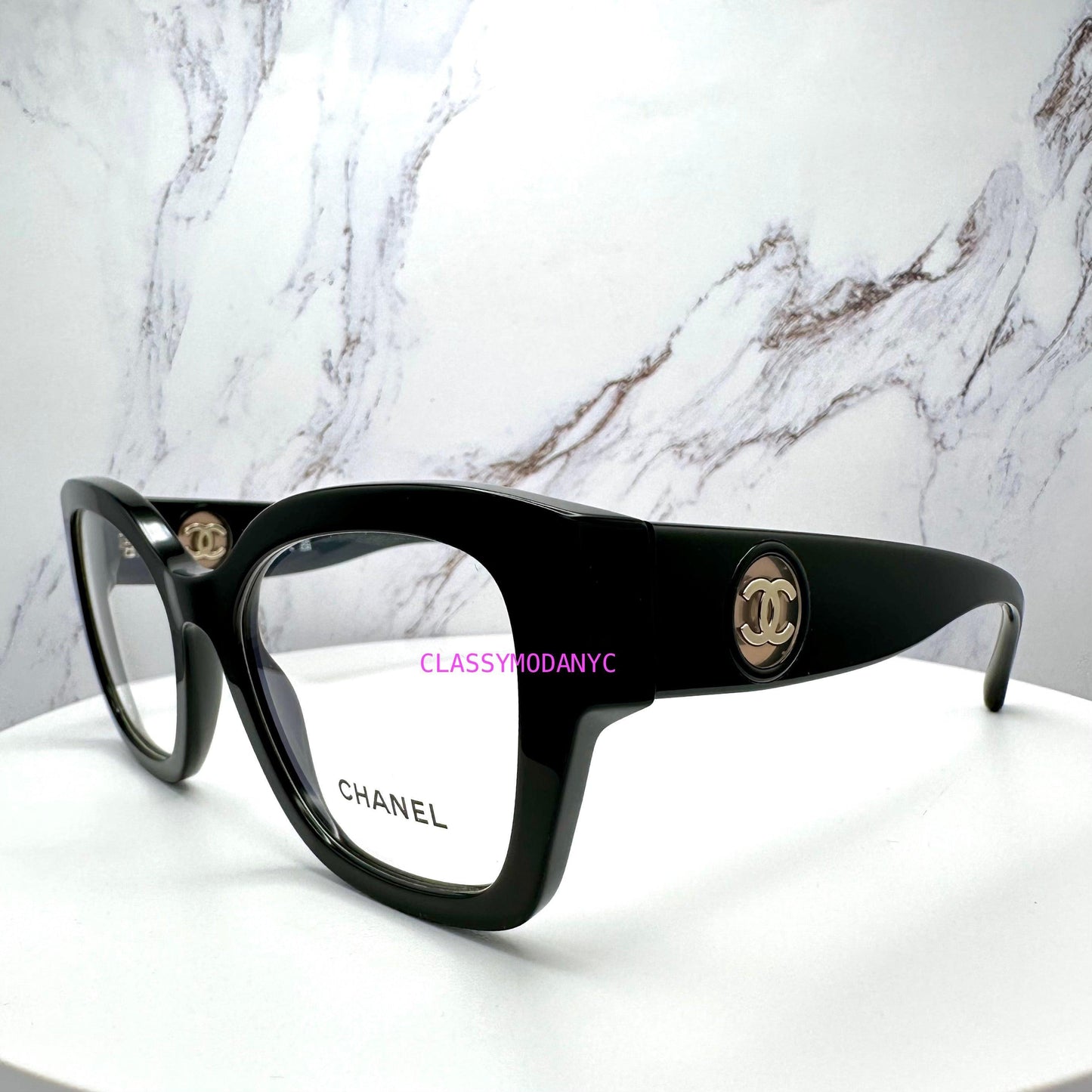 CH3490 C622 Chanel eyeglasses black cat eye square interlocking CC logo 