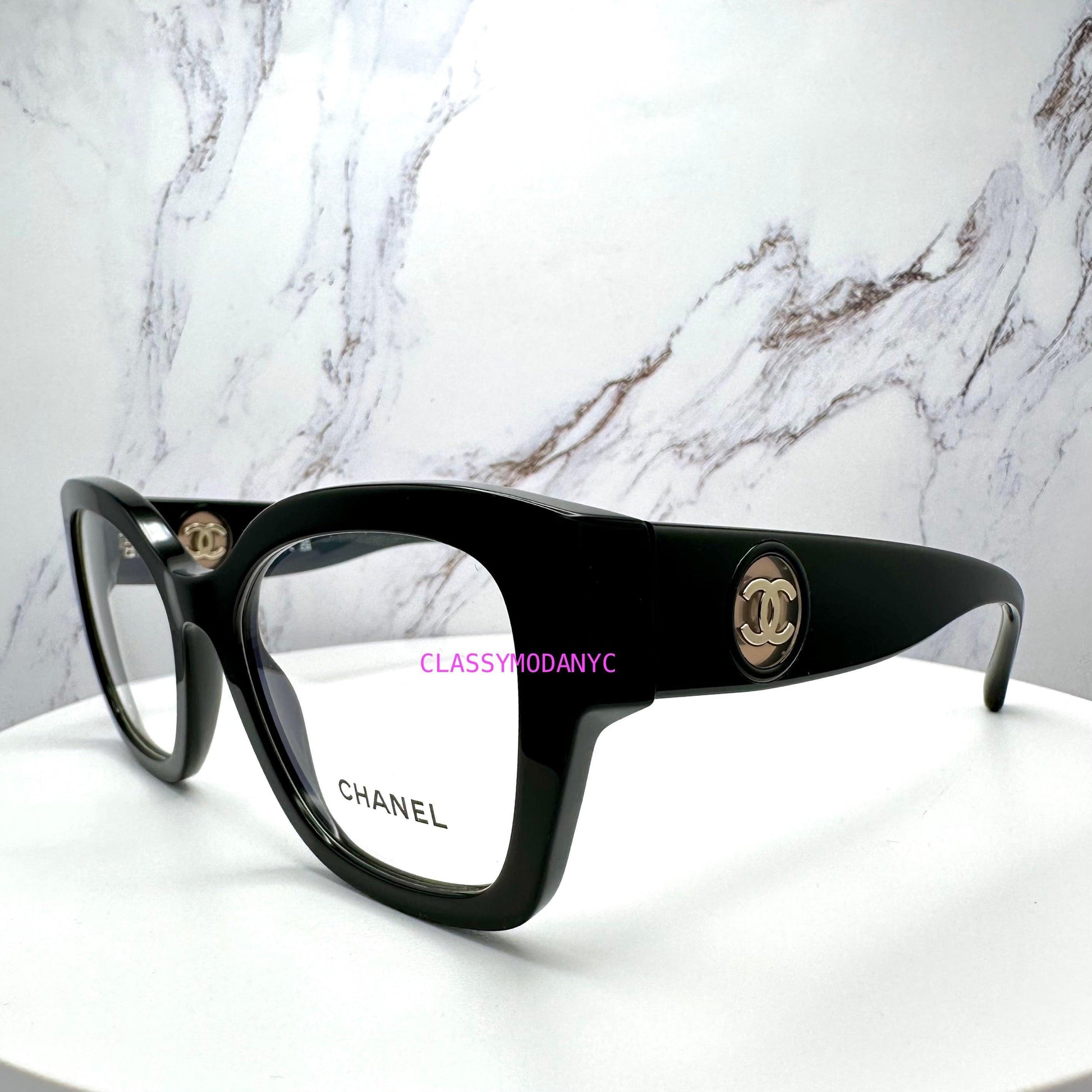 CH3490 C622 Chanel eyeglasses black cat eye square interlocking CC logo 
