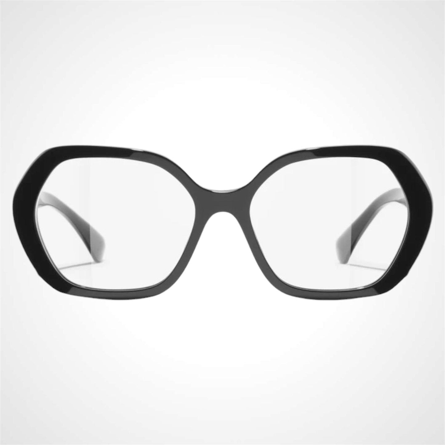 CHANEL CH3496 C622 black square eyeglasses gold chain CC front view