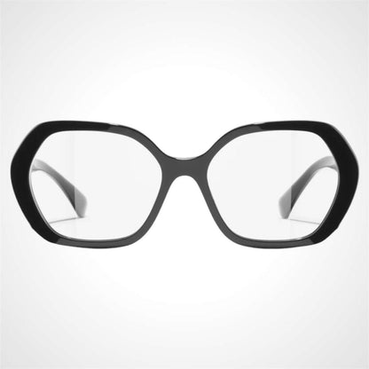 CHANEL CH3496 C622 black square eyeglasses gold chain CC front view