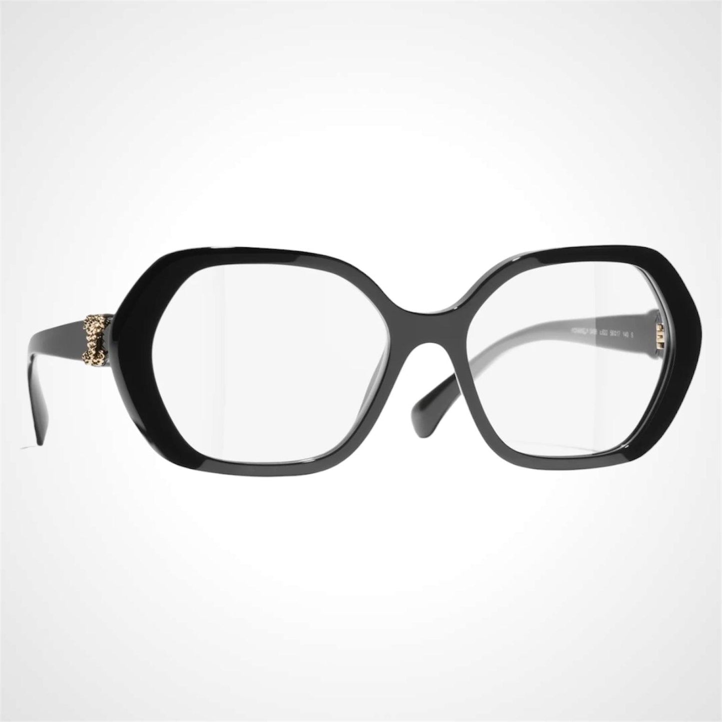CHANEL CH3496 C622 black square eyeglasses gold chain CC