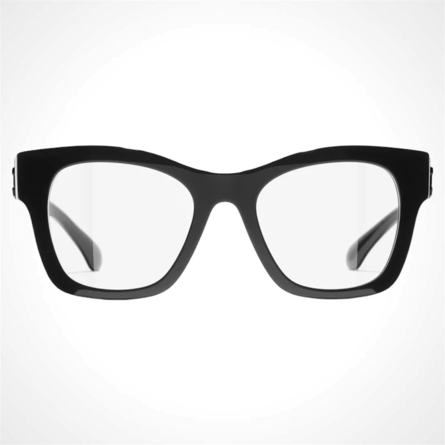 CHANEL CH3498 C622 women's black eyeglasses front view.