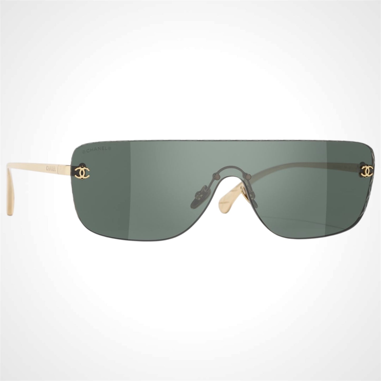 Chanel CH4293 C395/71 shield gold rimless sunglasses side view 
