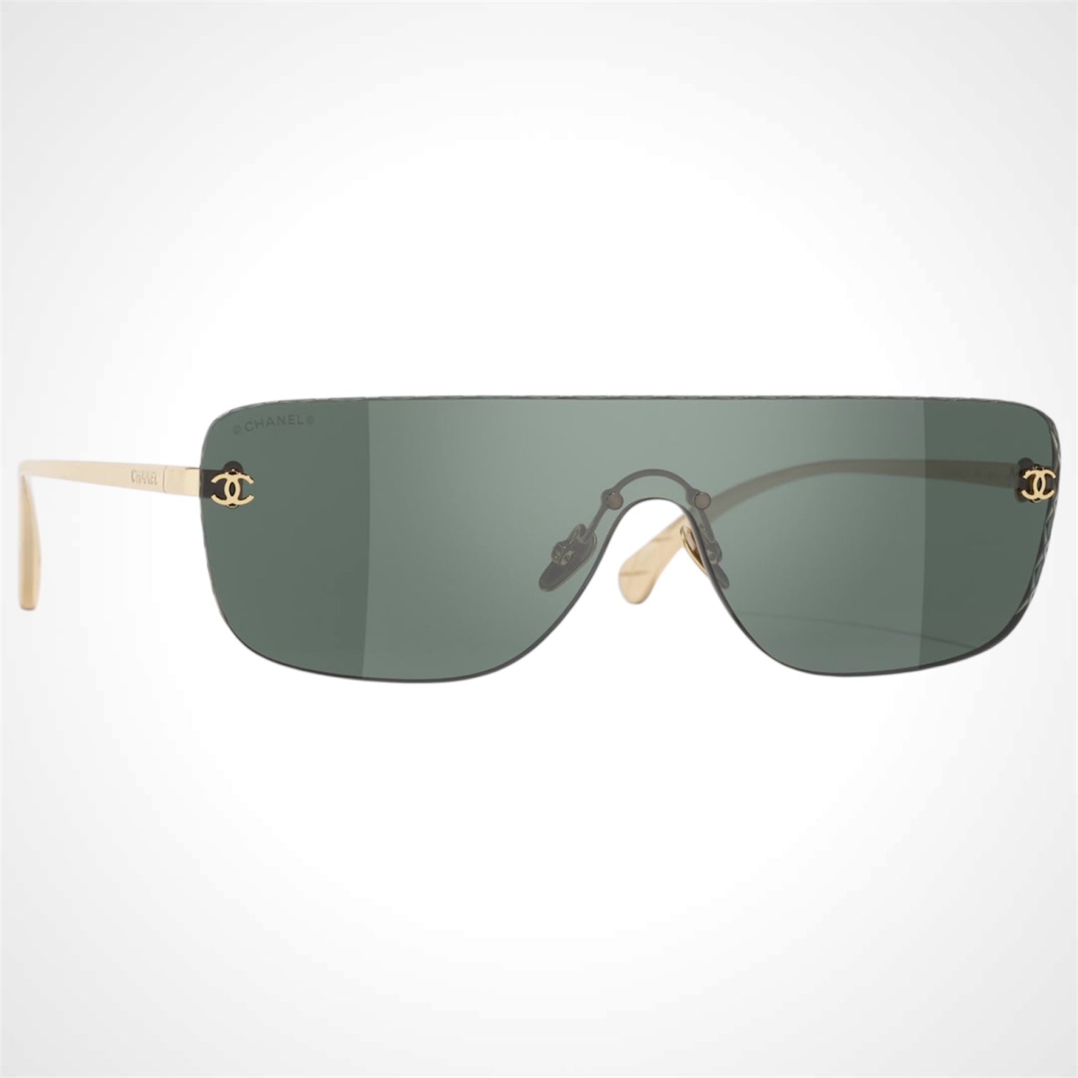 Chanel CH4293 C395/71 shield gold rimless sunglasses side view 