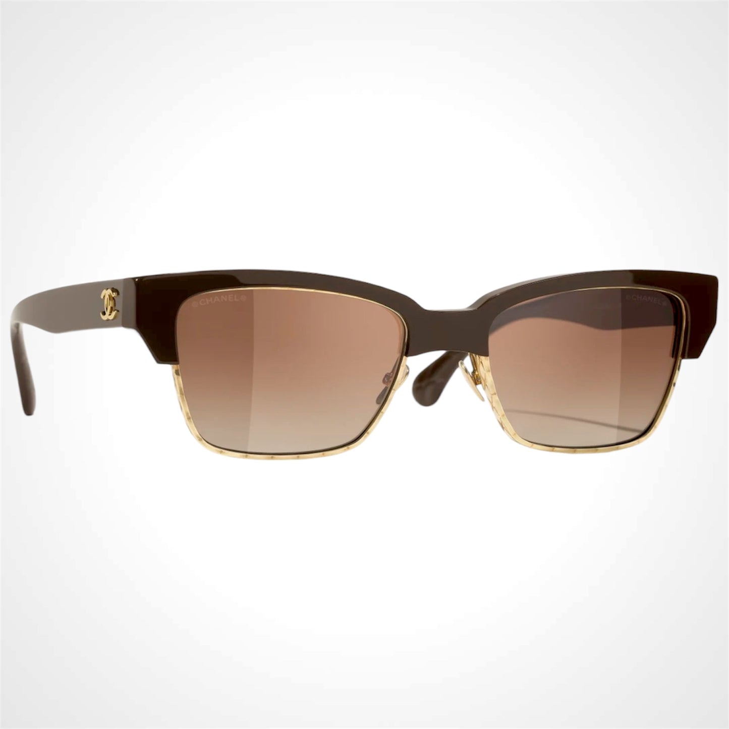 Chanel CH5558 1460/S8 sunglasses brown gold cat eye side view 