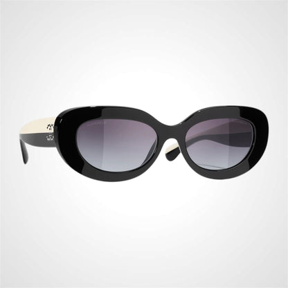 CH5562B C501/S6 oval sunglasses side view in black and white 