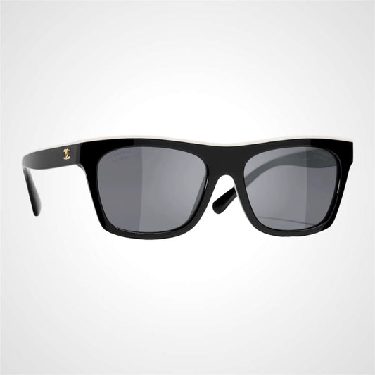CH5569 1656/T8 Chanel square sunglasses black white side view 
