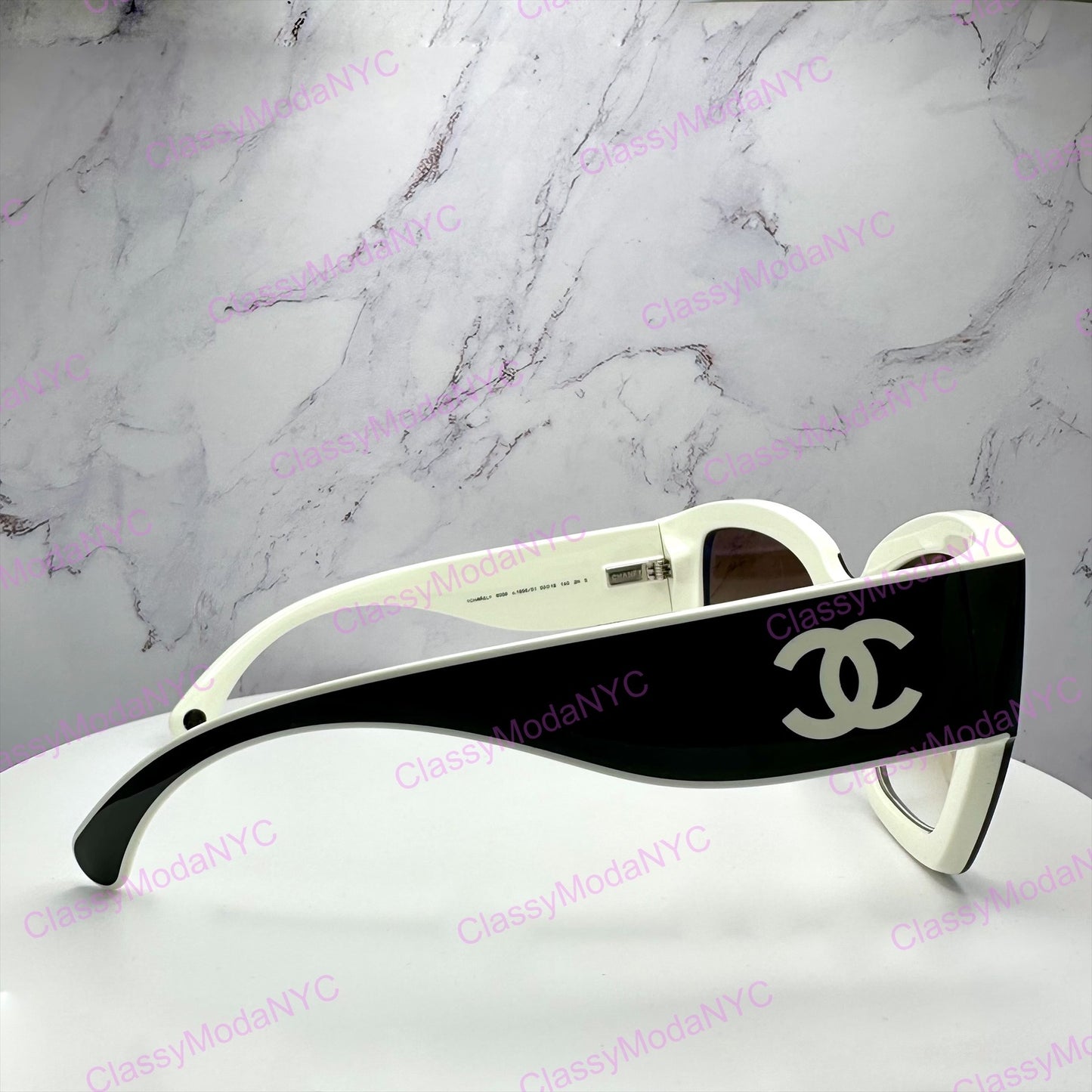 CH6058 C1656/51 Chanel black white butterfly sunglasses side view 2