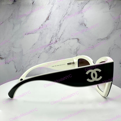 CH6058 C1656/51 Chanel black white butterfly sunglasses side view 2