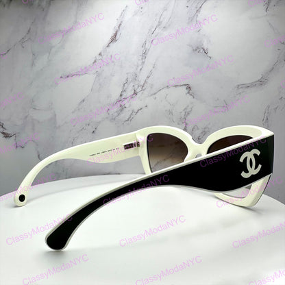 CH6058 C1656/51 Chanel black white butterfly sunglasses side view 3