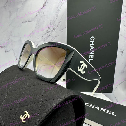 CH6058 C1656/51 Chanel black white butterfly sunglasses side view 5