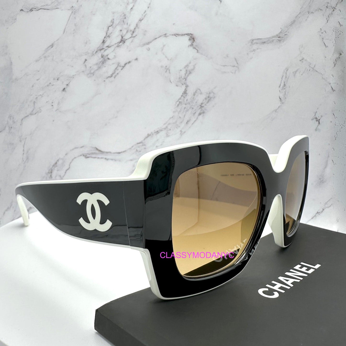 Chanel CH6059 1656/M2 black square polarized sunglasses